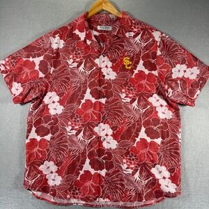 USC Trojans Tommy‎ Bahama Coconut Point Button Up Shirt Men XL Red Floral NCAA
